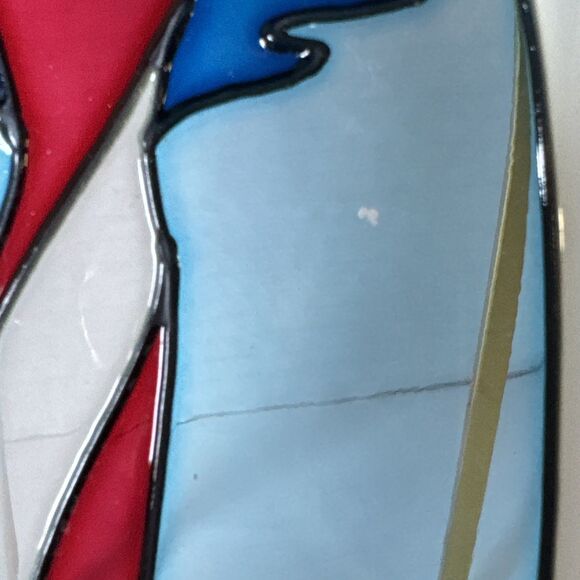 Lavaggi Signed American Angel Sun Catcher Stained Glass Metal Frame Chain Rare - Picture 3 of 11